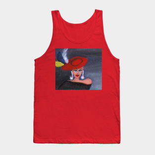 Girl in Red Feathered Hat Tank Top